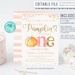 Editable Pumpkin First Birthday Invitation, Little pumpkin Invitations, Fall Autumn 1st Birthday Invites Instant Digital download Printable 