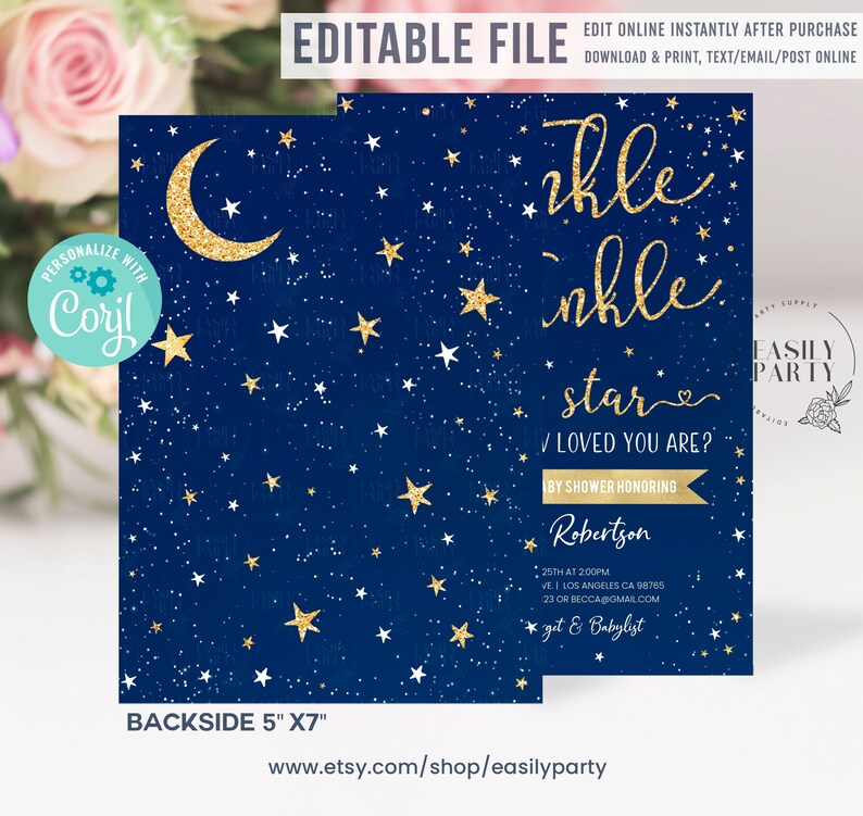 EDITABLE Twinkle Twinkle Little Star Baby Shower Invitation Etsy