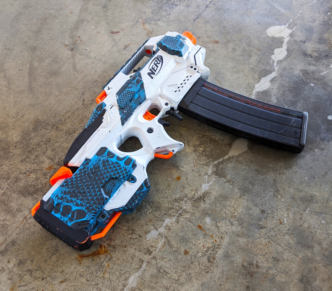Modified Nerf Hyperfire/Rapidstrike Integrated Blaster from Etsy