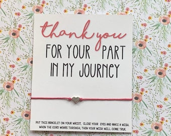 Pulsera WISH - recuerdo, simple, gratitud, regalo de reconocimiento, gracias por ayudar, gracias por ser parte de mi viaje, aprecio,