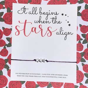 PERSONALIZA tus palabras Pulsera WISH - recuerdo, tarjeta de mensaje de regalo, dulces palabras de amor, amigo, edificante, estrellas alineadas, delicado, estrella, deseos