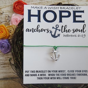 Pulsera de los deseos: la esperanza ancla el alma, motivación, cáncer, amor, amigo, amistad, hebreos, cita bíblica, dios, espiritual, espíritu, iglesia