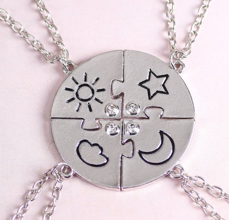 Set of 4 Puzzle or Necklace Four Sisters Siblings Family Etsy