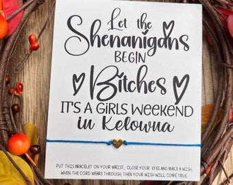 Fun Girls Getaway Gift; Girls Trip; Shenanigans; Girls Weekend Wish Bracelet; Party favors; Girls Road Trip; Wish Bracelet; Best friend gift