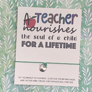 Customize Teacher Gift, Teacher Gift, Back To School, Back To School Gift, First Day Of School, Wish Bracelet Favors, Wish Bracelet, apple