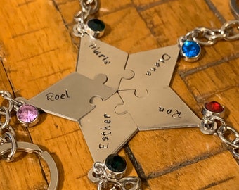 Star Puzzle Hand Stamp, Set of 5, Set of 6, Group Puzzle Piece Keychains, Personalized Gift for Friends, Custom Group Gift, Friendship, BFF