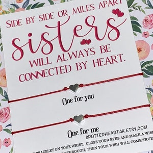 Sorella, stringa dei desideri, braccialetto con ciondolo dei desideri, regalo per sorella, regalo con biglietto con messaggio ricordo, parole dolci migliori amiche, abbinamento, stelle, stella, abbinamento