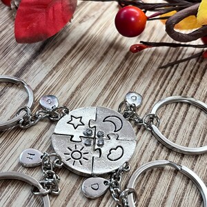 Set of 4, Puzzle Keychain, Puzzle Necklace, Four, Sisters, Siblings, Family Keychain, BFF, BFF, Best Friends, Best of Friends, Keyring, Gift image 4