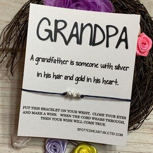 A Special Wish For my Grandad Wish string bedelarmband, citaat gedicht, zilver haar gouden hart, gepersonaliseerde wenskaart kous vuller