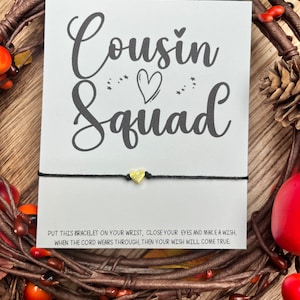 Regalo del escuadrón de primos Pulsera de regalo para primos Regalo de Navidad para primos Haz el mejor regalo de cumpleaños para amigos Pulsera de deseos Primo; Familia del escuadrón
