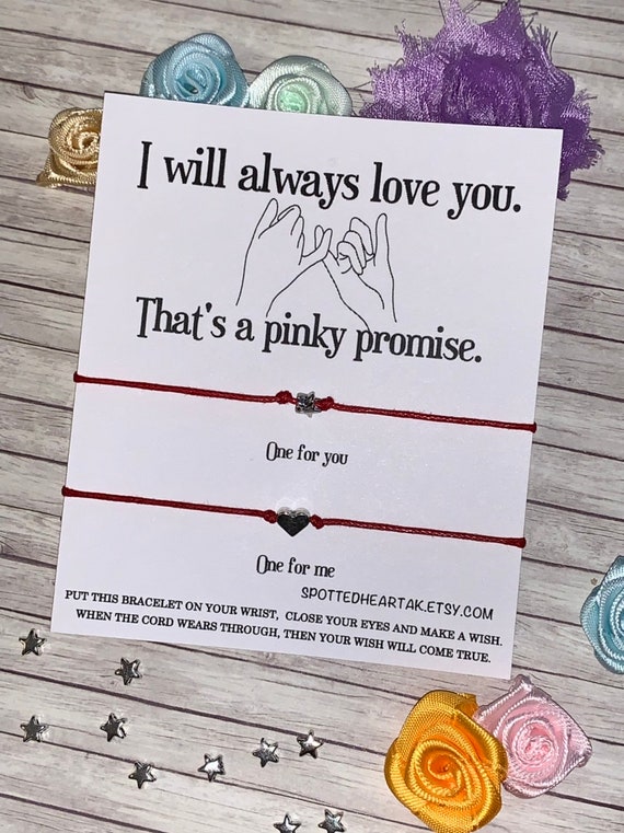 Pinky Promise deseo Pulsera Amistad encanto tobillera familia tibetano de tarjeta de regalo