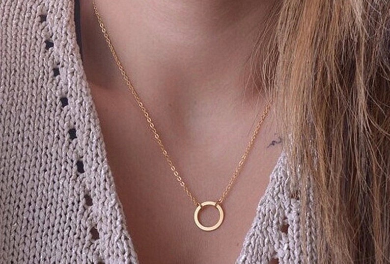 simple gifts Dainty Circle Necklace Gold Karma Necklace Dainty Tiny Delicate Circle Necklace Simple Gold Necklace Gift Idea for her