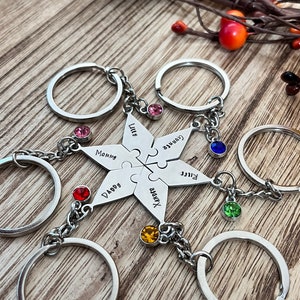 Star Puzzle Hand Stamp, Set of 5, Set of 6, Group Puzzle Piece Keychains, Personalized Gift for Friends, Custom Group Gift, Friendship, BFF