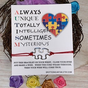 Autism Awareness Bracelet Autism Bracelet Silver Puzzle Bracelet Puzzle Charm Wishing Bracelet Inspirational Gift Wish Bracelet