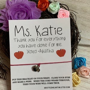Customize Teacher Gift, Teacher Gift, Back To School, Back To School Gift, First Day Of School, Wish Bracelet Favors, Wish Bracelet, apple