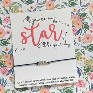 Pulsera WISH - estrella, estrellas, deseos, recuerdo, regalo con mensaje, palabras dulces, amor, amigo, seré tu cielo si tú eres mi estrella, romántico