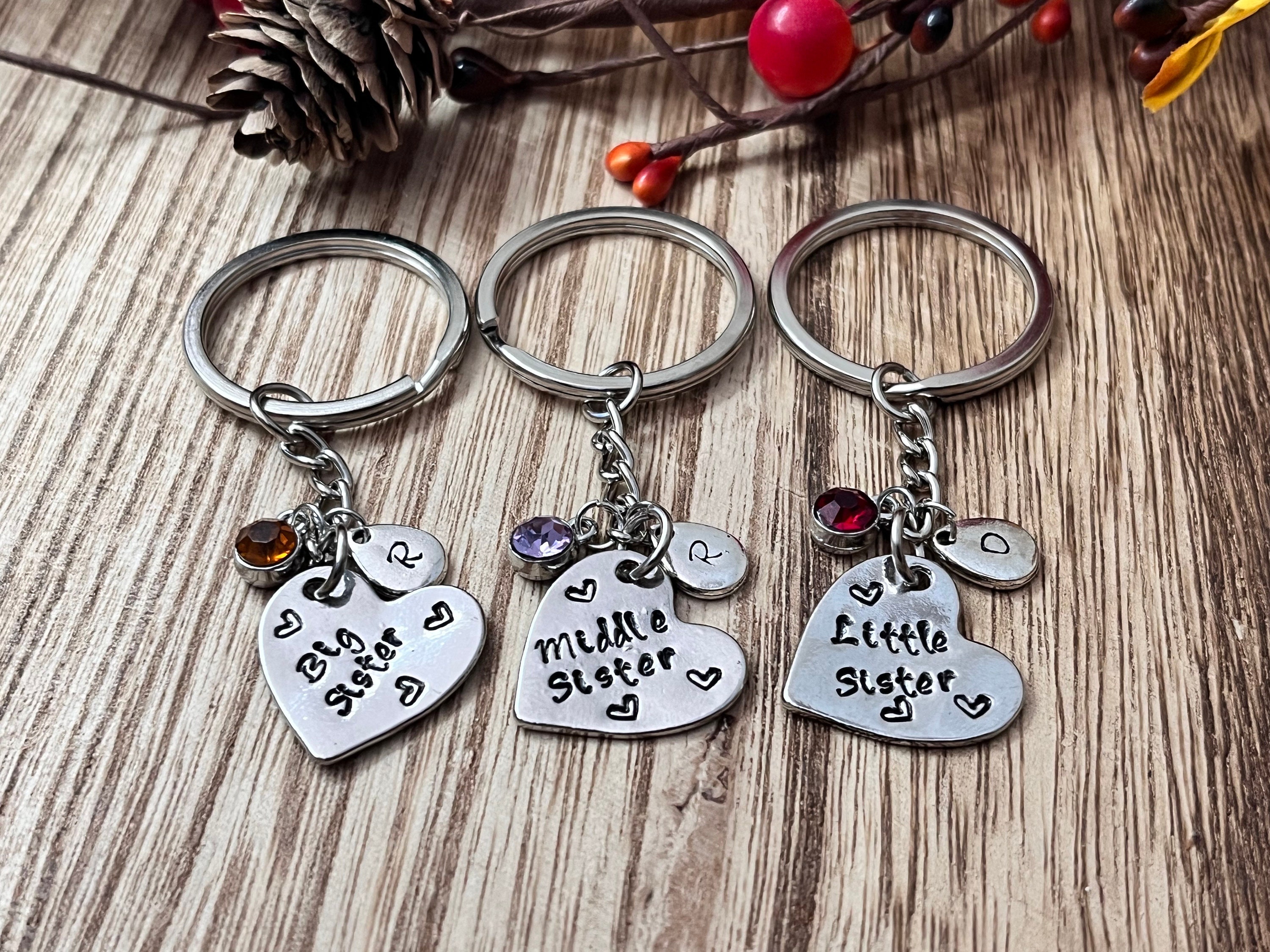 Custom Hand Stamped Heart Keychain Personalized Silver Plated Keychain ...