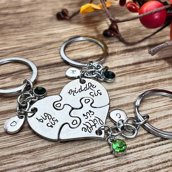 3 Sisters Keychain, Big Sis Mid Sis Lil Sis Keychain, Big Sister, Middle Sister Little Sister, Sisters Keyring, Sisters gift, Three Sisters