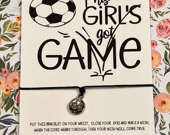 This Girl's Got Game; Soccer Wish Bracelet;  Soccer Bracelet; Soccer Gift; Futbol; Fuzbol; Team Gift; Sports Team Gifts; Soccer Party Favors