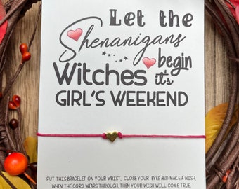 Halloween, Best Bitches, Best Witches, Shenanigans Girls Getaway Gift, Girls Trip, Girls Weekend, Wish Bracelet, Girls Weekend Gift; Getaway
