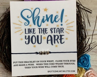 Shine Like the Star You Are Wensarmband, beste vriend-armband, cadeau vriend, vriendschap, wensarmband, feestartikelen, eenvoudige cadeau-ideeën