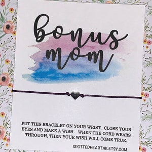 Bracelet de voeux étoile - Bonus maman, maison, coeur, amitié, cadeau beau-parent, de la belle-fille, souvenir, carte cadeau, anniversaire, voeux