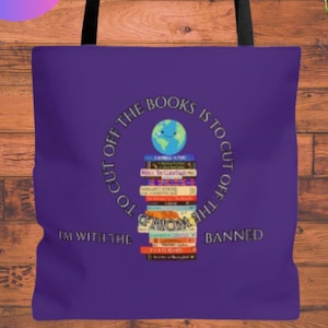 Book Tote Bag, Banned Books Tote Bag, Teacher Tote Bag, I&#39;m With The Banned, Bookish Totebag, Reading Tote Bag, Library Bag Teacher Book Bag