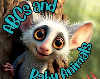 ABCs and Baby Animals Coloring Book, Common and Rare Animals, 8.5 x 11 pages, PDF, Instant Download