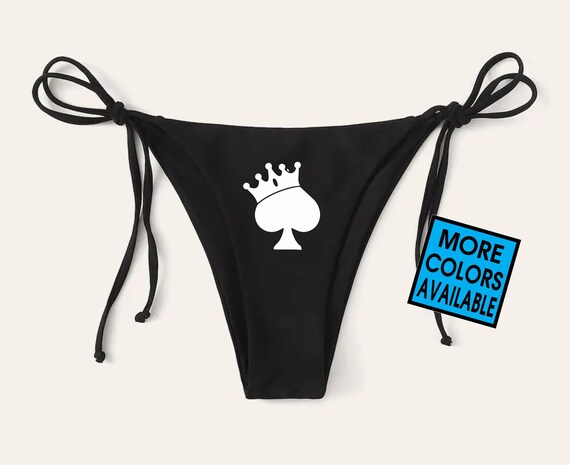 QUEEN of SPADES BIKINI Tie Bathing Suit Bottom Cheeky Booty Etsy.