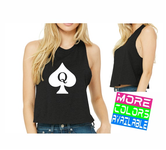 Queen Of Spades Tank Top Crop Top Shirt Womens Sexy Hot Side Etsy