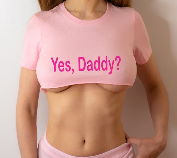 LiiYii Womens Girls Yes Daddy Print Stretchy Cotton Blouse Summer Short Sleeve O Neck Crop Tops
