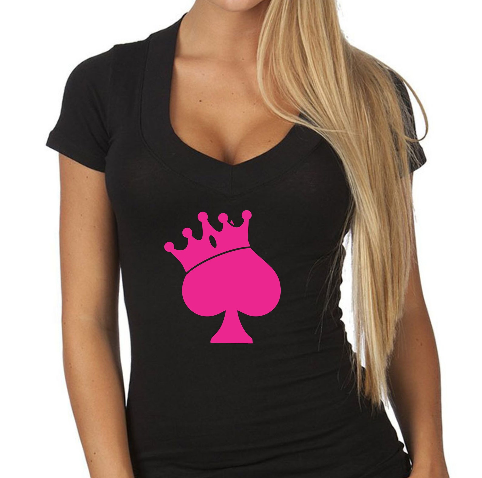 QUEEN OF SPADES V Neck T Shirt Tee Womens Jrs Hot Sexy Etsy