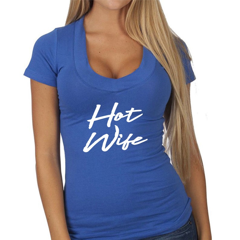 HOT WIFE V Neck T Shirt Tee Womens Jrs Sexy Cleavage Boob Tits - Etsy