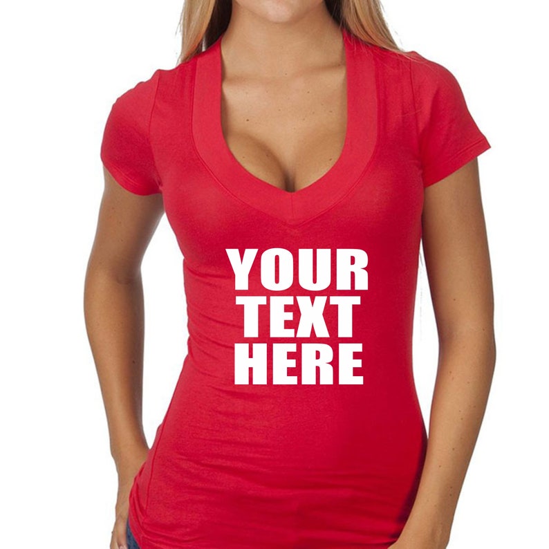 YOUR TEXT HERE V Neck T Shirt Tee Sexy Flip Up Flash Boob Tits | Etsy