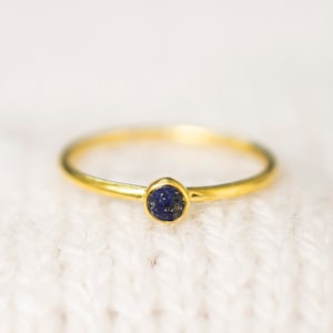 September Birthstone Stacking Ring Petite Lapis Lazuli Ring for Her Handmade Lapis Gold Ring Mothers Ring with Lapis Lazuli Stone gold ring