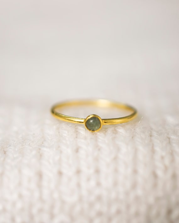 Handmade August Birthstone Ring Petite Green Aventurine Ring in Gold Dainty Birthstone Ring for Mom August Birthstone Jewelry Gift for Mom
