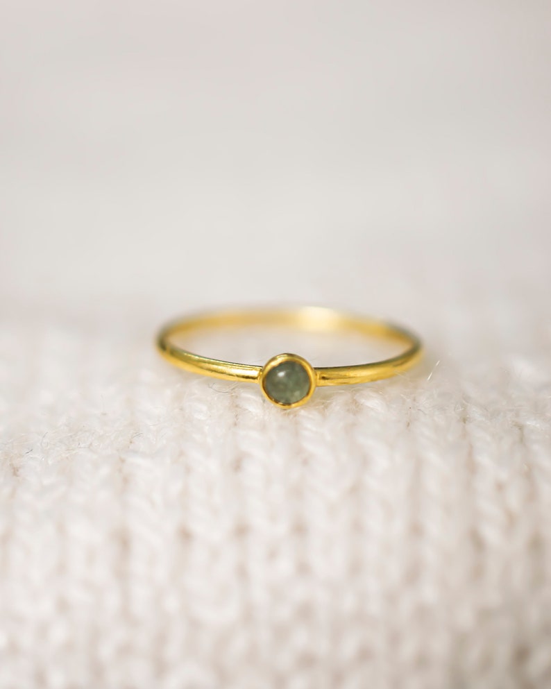 Handmade August Birthstone Ring Petite Green Aventurine Ring in Gold Dainty Birthstone Ring for Mom August Birthstone Jewelry Gift for Mom