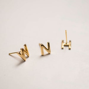 Minimal Initial Stud Earrings Dainty Letter Earrings for Women Personalized Single Stud or Pair Everyday Gift Jewelry for Her
