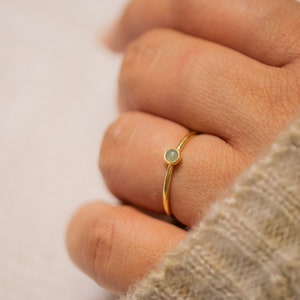 Handmade August Birthstone Ring Petite Green Aventurine Ring in Gold Dainty Birthstone Ring for Mom August Birthstone Jewelry Gift for Mom