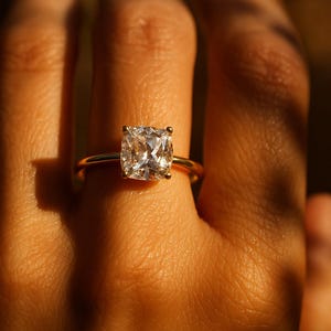 2 Carat Cushion Cut Moissanite Halo Engagement Ring – Sterling Silver 925 Statement Wedding & Promise Ring Gift for Her