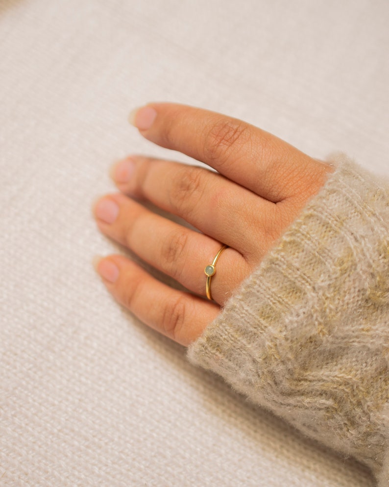 Handmade August Birthstone Ring Petite Green Aventurine Ring in Gold Dainty Birthstone Ring for Mom August Birthstone Jewelry Gift for Mom
