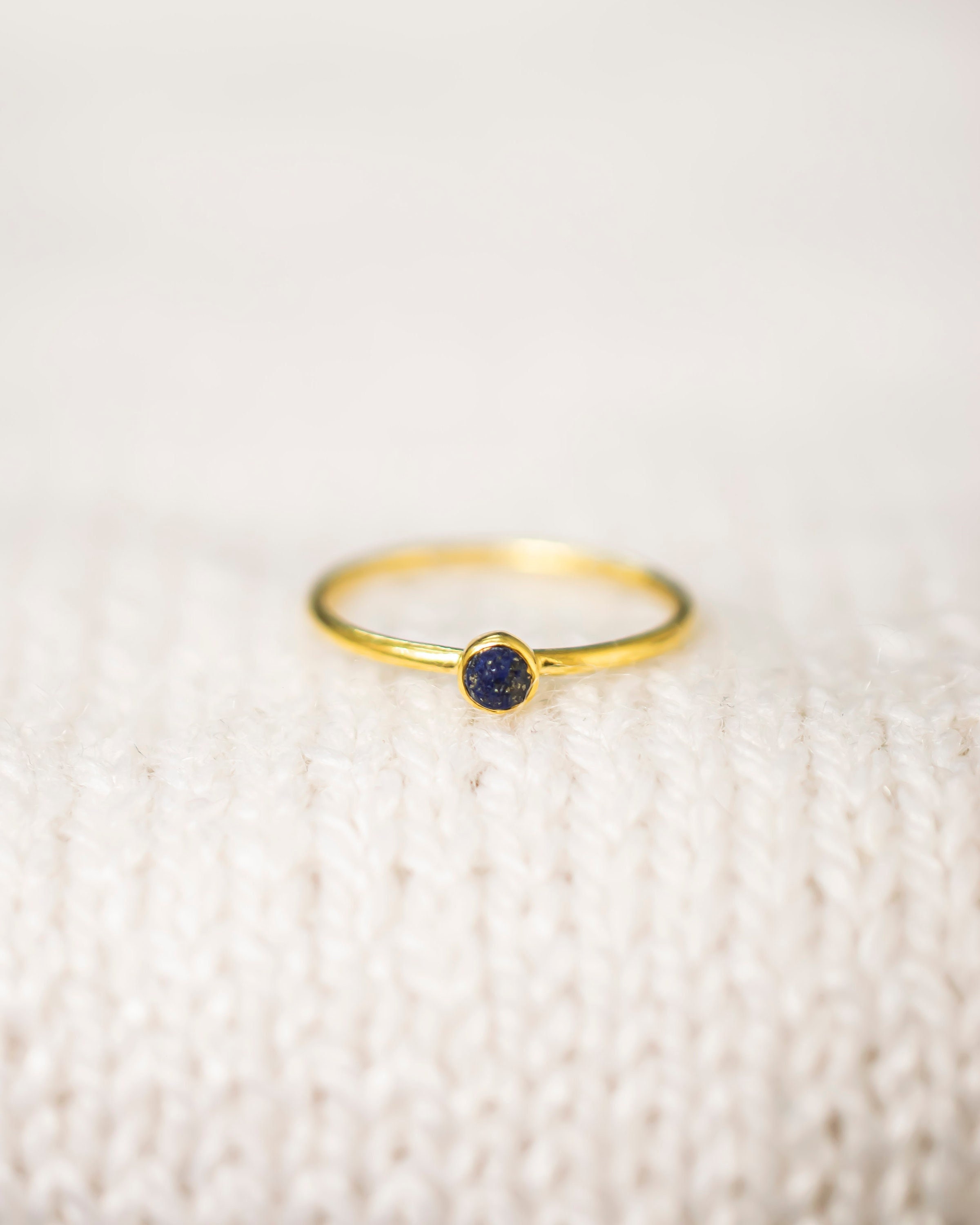 September Birthstone Stacking Ring Petite Lapis Lazuli Ring for Her Handmade Lapis Gold Ring Mothers Ring with Lapis Lazuli Stone gold ring