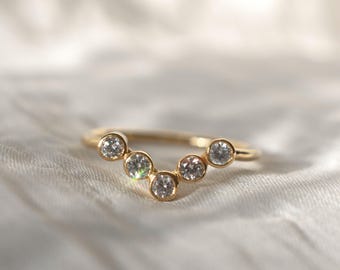 Vintage Chevron Ring Sterling Silver, Wide Diamond Chevron Ring, Statement Engagement Ring