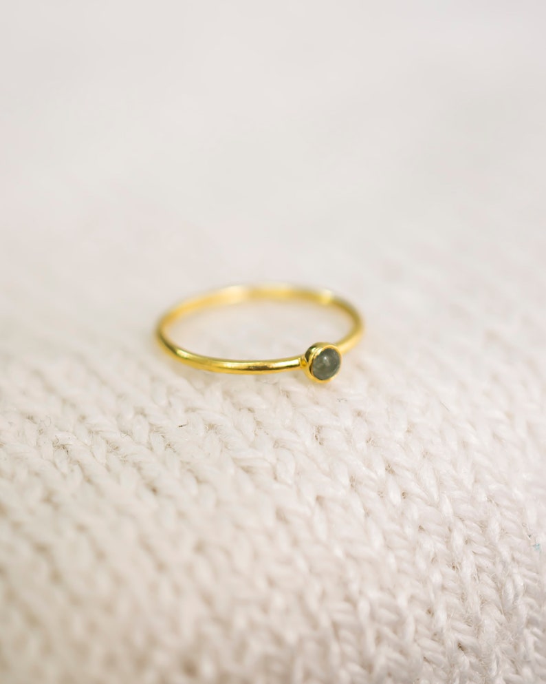 Handmade August Birthstone Ring Petite Green Aventurine Ring in Gold Dainty Birthstone Ring for Mom August Birthstone Jewelry Gift for Mom