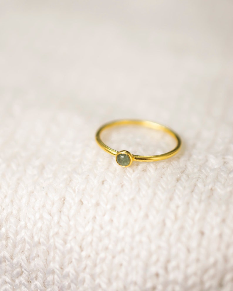 Handmade August Birthstone Ring Petite Green Aventurine Ring in Gold Dainty Birthstone Ring for Mom August Birthstone Jewelry Gift for Mom