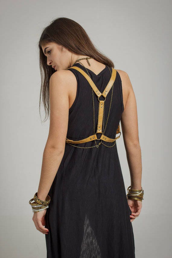 leather harness belt fashion