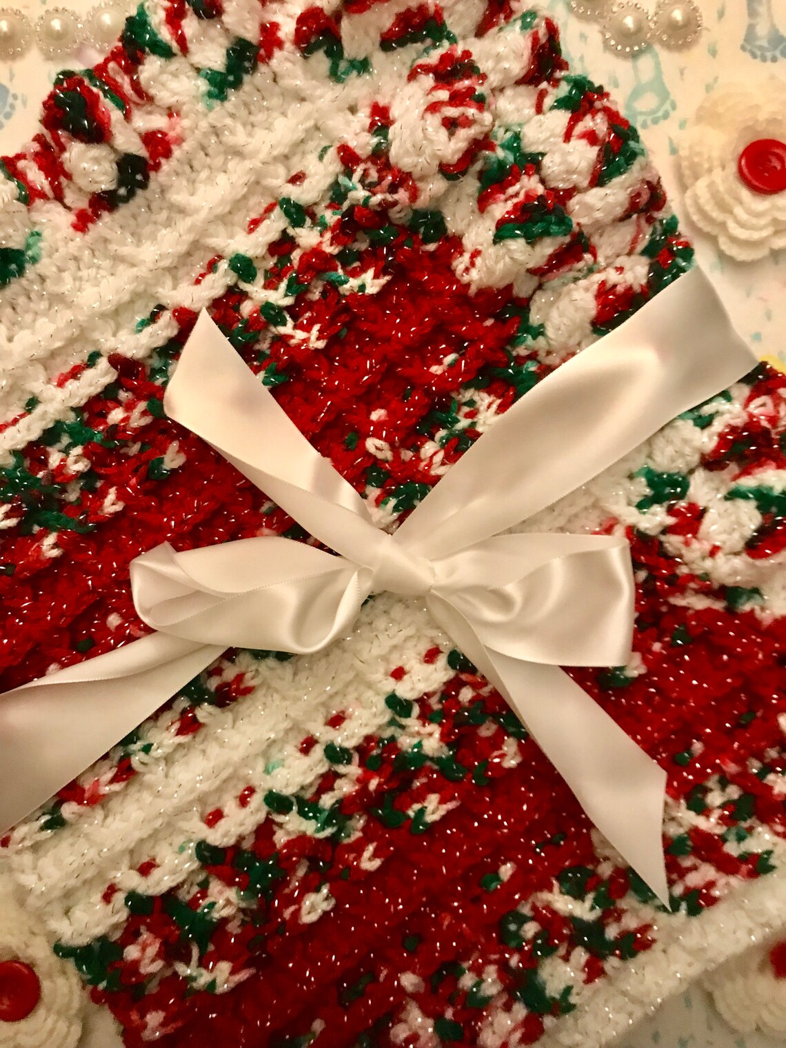 Christmas Baby Blanket Crocheted Handmade Baby Blanket Etsy UK