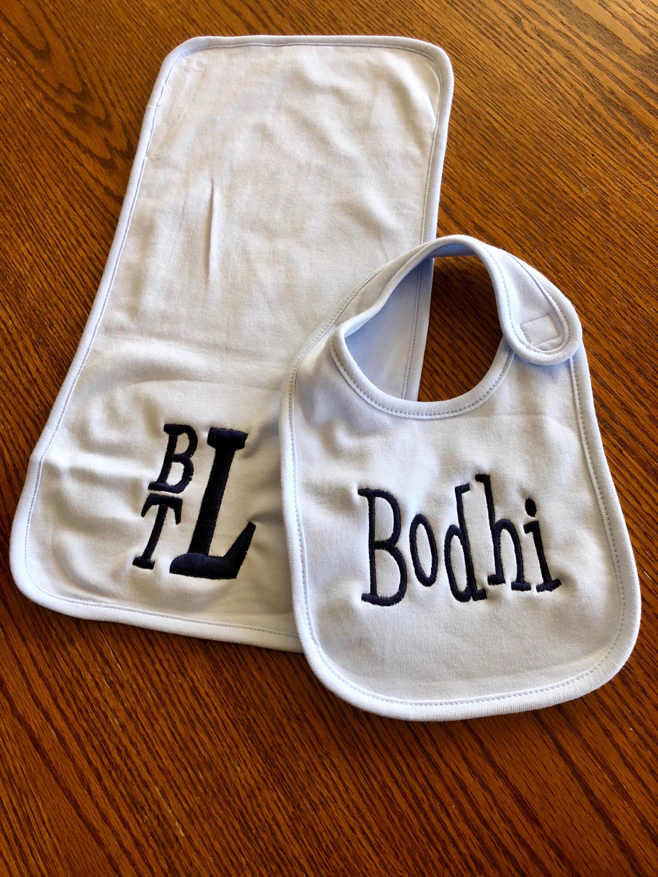 Monogrammed Burp Cloth Ans Bib Set Burp and Bib Set Etsy
