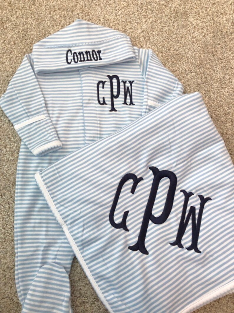 Baby Boy Classic Treasures Light Blue Stripe Footie main image 0