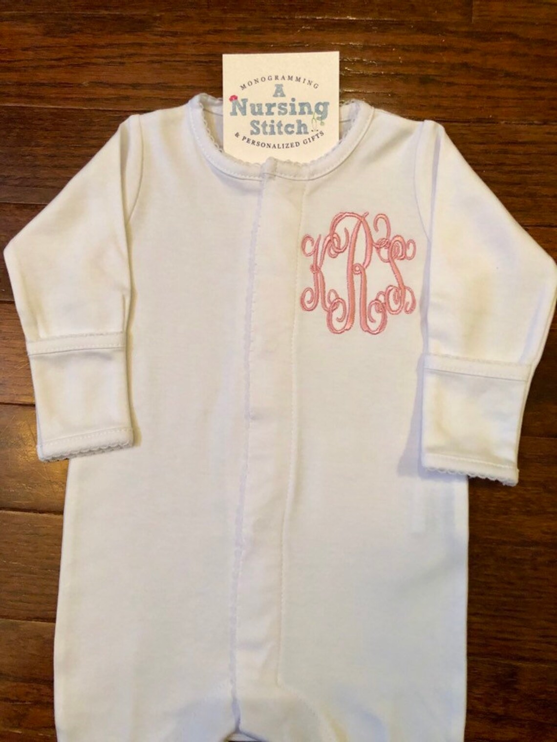 Embroidered Bunches of Bunnies Footie White with Blue main image 1
